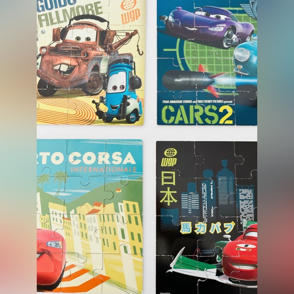 Disney Cars 2 Wood Puzzle Lot of 4 in storage box - Picture 12 of 12